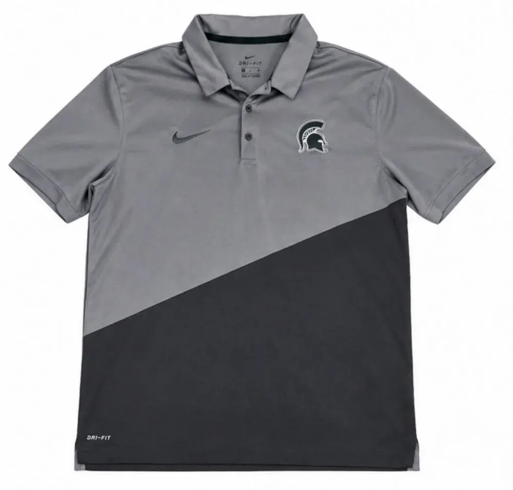 Nike Michigan State Spartans Dri-FIT Polo Shirt Men’s XL Gray Black MSU